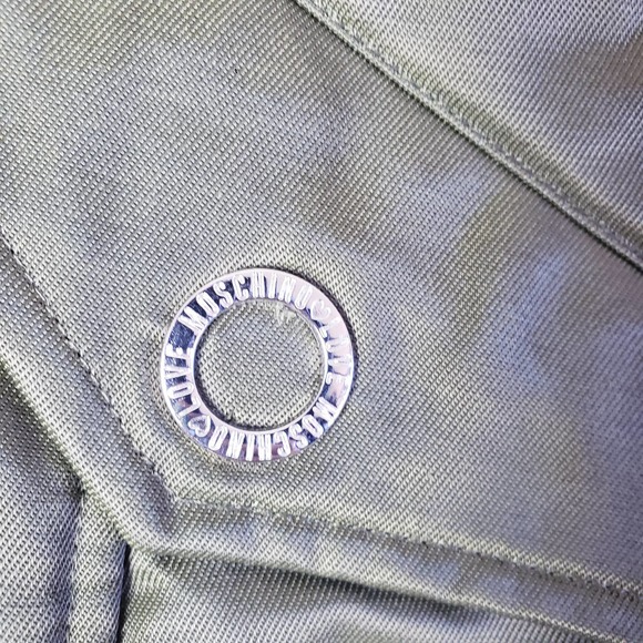 NWT Love Moschino EU 40 Satin Look Padded Jacket Pockets Full Zip In Olive Green - Picture 8 of 11